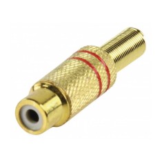 Mufa RCA mama protectie aurit metal inel rosu Valueline