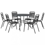 Cumpara ieftin Set scaune de gradina stivuibile, 7 buc., antracit, otel vopsit
