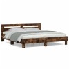 Gossi cadru de pat cu tablie stejar fumuriu 200x200 cm lemn prelucrat