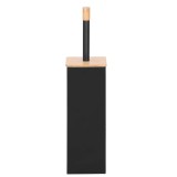 Perie WC cu rezervor detasabil si capac, din metal si bambus, 40 cm, negru Household NewTrend