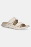 Ecco papuci din nubuc Cozmo 2-Strap femei, culoarea bej, 206823-02378