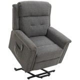 HOMCOM Fotoliu Recliner cu sistem de ridicare, fotoliu reclinabil cu suport pentru picioare integrat, gri | Aosom Romania