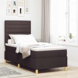 VidaXL Pat cu arcuri cu saltea și LED-uri maro &icirc;nchis 80x200 cm țesătură