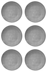 Set Farfurii 6 piese din Portelan Alb cu Model Gri, diametru 26.5 cm