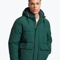 Geaca de iarna barbati cu gluga si logo M5011423A-27E-GREEN verde inchis, 2XL