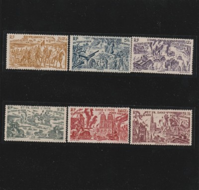 India , Colonii franceze 1946 - Omnibuse , Din Ciad la Rhin , serie 6 valori, dantelate , MNH , Mi.275-280 foto
