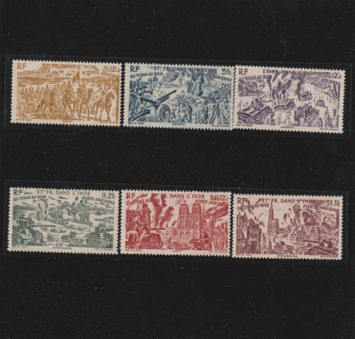 India , Colonii franceze 1946 - Omnibuse , Din Ciad la Rhin , serie 6 valori, dantelate , MNH , Mi.275-280