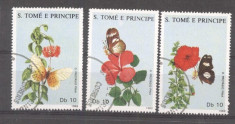 Sao Tome e Principe 1988 Plants, Flowers, Butterflies, used M.261 foto