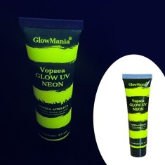 Vopsea glow UV galben neon pentru body painting, cantitate 25 ml, pe baza de apa