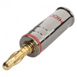 Conector metalic de lipit banana, HICON HI-BM04-RED