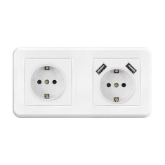 Priza Techstar&reg; PCU2, Dubla, 2 x USB, 2.1 A, Culoare Alb, Policarbonat, 16A