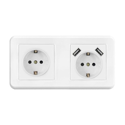 Priza Techstar&amp;reg; PCU2, Dubla, 2 x USB, 2.1 A, Culoare Alb, Policarbonat, 16A foto