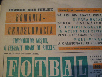 Revista Fotbal nr.285/10 noiembrie1971-Romania-Cehoslovacia foto