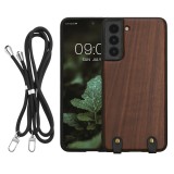 Husa Kwmobile pentru Samsung Galaxy S21 FE, Maro, Lemn, KWM000021OB001C, Silicon, Carcasa