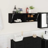 vidaXL Dulap de perete de baie, negru, 100x25x30 cm, lemn prelucrat