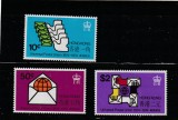 Hong Kong 1974-UPU,Centenar,serie 3 valori dantelate,MNH,Mi.292-I,293,294, Organizatii internationale, Nestampilat