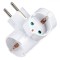 Adaptor Electric Triplu, Protecție Siguranță pentru Copii, Capacitate 3680W, Alb