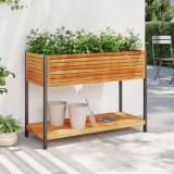 vidaXL Jardinieră grădină cu raft 110x45x80cm lemn masiv acacia/oțel 367618