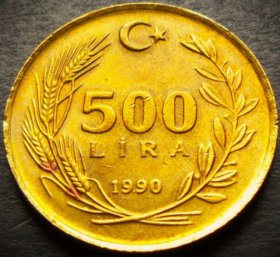 Moneda 500 LIRE - TURCIA, anul 1990 * cod 3527 = UNC foto