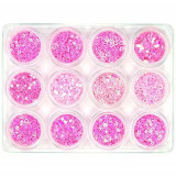 Cumpara ieftin Kit nail art 12 buc, MIX - confeti roz