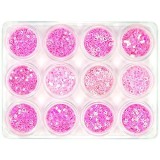 Cumpara ieftin Kit nail art 12 buc, MIX - confeti roz, INGINAILS