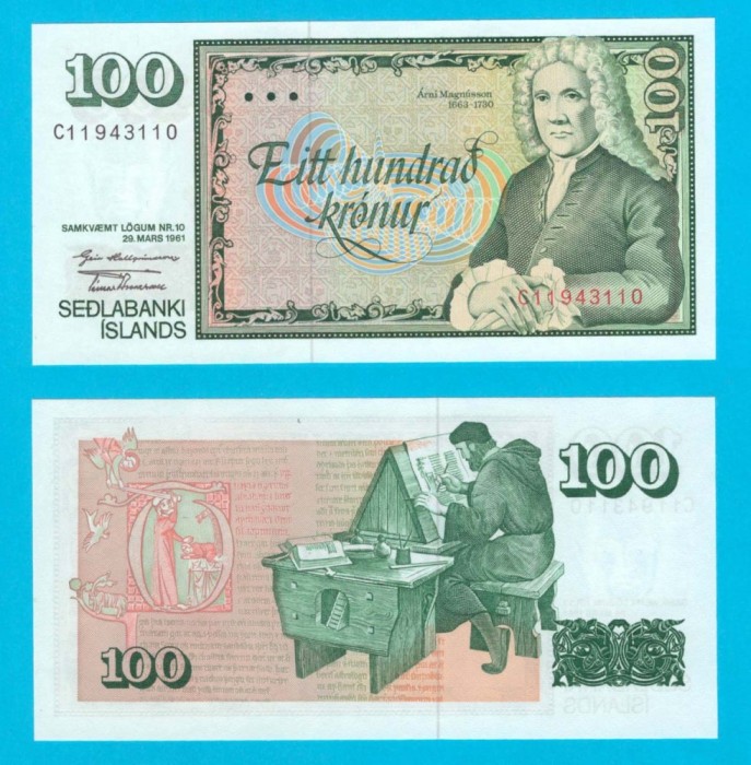 Islanda (p#50) 100 Kronur L.1961 UNC &#039;Sedlabanki Islands&#039; serie: C11943110