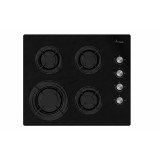 Plita incorporabila Fram FBH-M4IRF-GBK, Gaz, 4 arzatoare, Gratar fonta, Aprindere electrica, Dispozitiv de siguranta, 60 cm, Sticla neagra