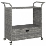 Cumpara ieftin Carucior de bar cu sertar, gri, 100x45x97 cm, poliratan