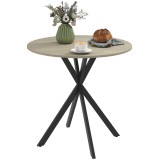 HOMCOM Masă de dining rotundă pentru 2 persoane cu blat aspect lemn și picioare &icirc;ncrucișate din oțel, alb stejar | Aosom Romania