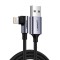 Ugreen Cablu de &icirc;ncărcare și date &icirc;n unghi drept USB - Lightning iPhone iPad MFI 1m 2,4A - negru (60521)