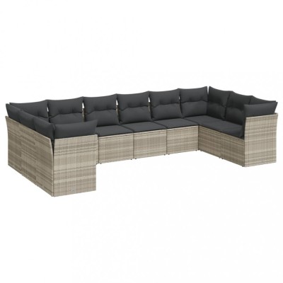 Set canapele de gradina cu perne 10 piese gri deschis poliratan foto
