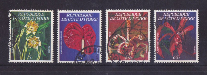 Ivory Coast 1977 Exotic flowers Mi.532A-532D RRR used AM.487