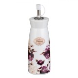 Recipient Ceramic Vinegar, Flori Mov, Alb, Capacitate 240ml, Oem