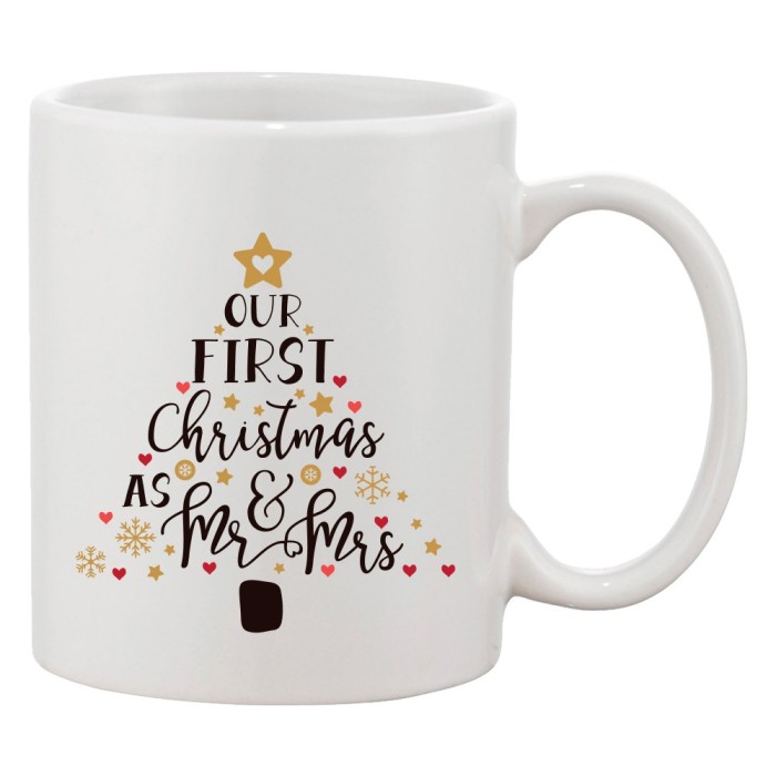 Cana alba personalizata &#039;Our first Christmas as Mr &amp; Mrs&#039;, INOVATIX&reg;. 330ml