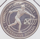 90 Barbados 25 Dollars 1986 Elizabeth II (Commonwealth Games) km 44 proof argint, America Centrala si de Sud
