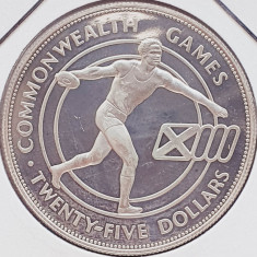 90 Barbados 25 Dollars 1986 Elizabeth II (Commonwealth Games) km 44 proof argint
