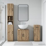 Cumpara ieftin Set de cabinet pentru baie cu 3 piese HOORN Stejar Artizanal