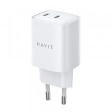 Incarcator Retea HAVIT UC45W, 45W, 3A, 2 x USB-C, Alb