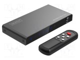 Switch HDMI 2.1 DIGITUS cu HDCP 2.2 și telecomandă, negru