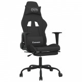 Cumpara ieftin Scaun de gaming cu masaj/suport picioare, negru, textil