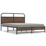 Cumpara ieftin Cadru de pat metalic fara saltea, stejar maro, 160x200 cm