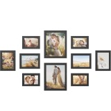 SONGMICS set rame foto 10 buc, 28x24 / 21x16 / 18x13 cm, negru, montaj perete sau birou, MDF si plastic Household NewTrend