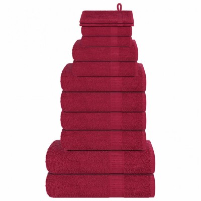 vidaXL Set prosoape 12 piese Bordeaux 360 g/m&amp;sup2; 100% bumbac foto