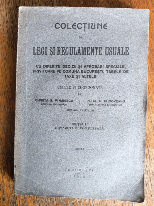 Colectiune de legi si regulamente usuale, Comuna Bucuresti 1915 / R8P1S