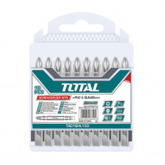 Set biti Total, PH2 + SL6 x 1 mm, 50 mm, 10 piese, uz industrial