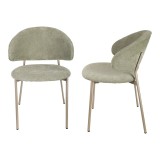 Set 2 scaune dining Lipis verzi tapitate, din textil, cu cadru metalic