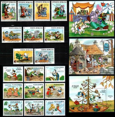 Romania 1985 1986, LP 1145 1146 1147 1153 1154, Walt Disney I+II complet, MNH! foto