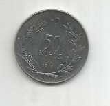 No(4) moneda- TURCIA - 50 KURUS -anul 1971, Europa