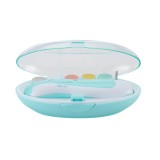 Set pila electrica pentru copii si bebelusi, flippy, abs, 6 accesorii, cu lumina led, albastru alb