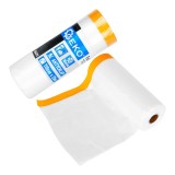 Folie de protectie pentru vopsit cu banda, 110 cm x 20 m / 16 mm, Geko G66393